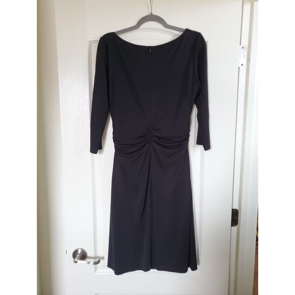 David Meister V-Neck Flattering Gathered Classic Black Cocktail Dress Size 12 - Picture 9 of 12